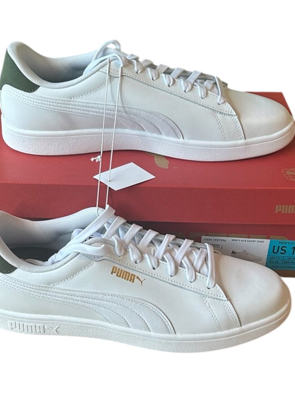 PUMA Men's Ace Court Shoe White Size 12 - Picture 4 of 9